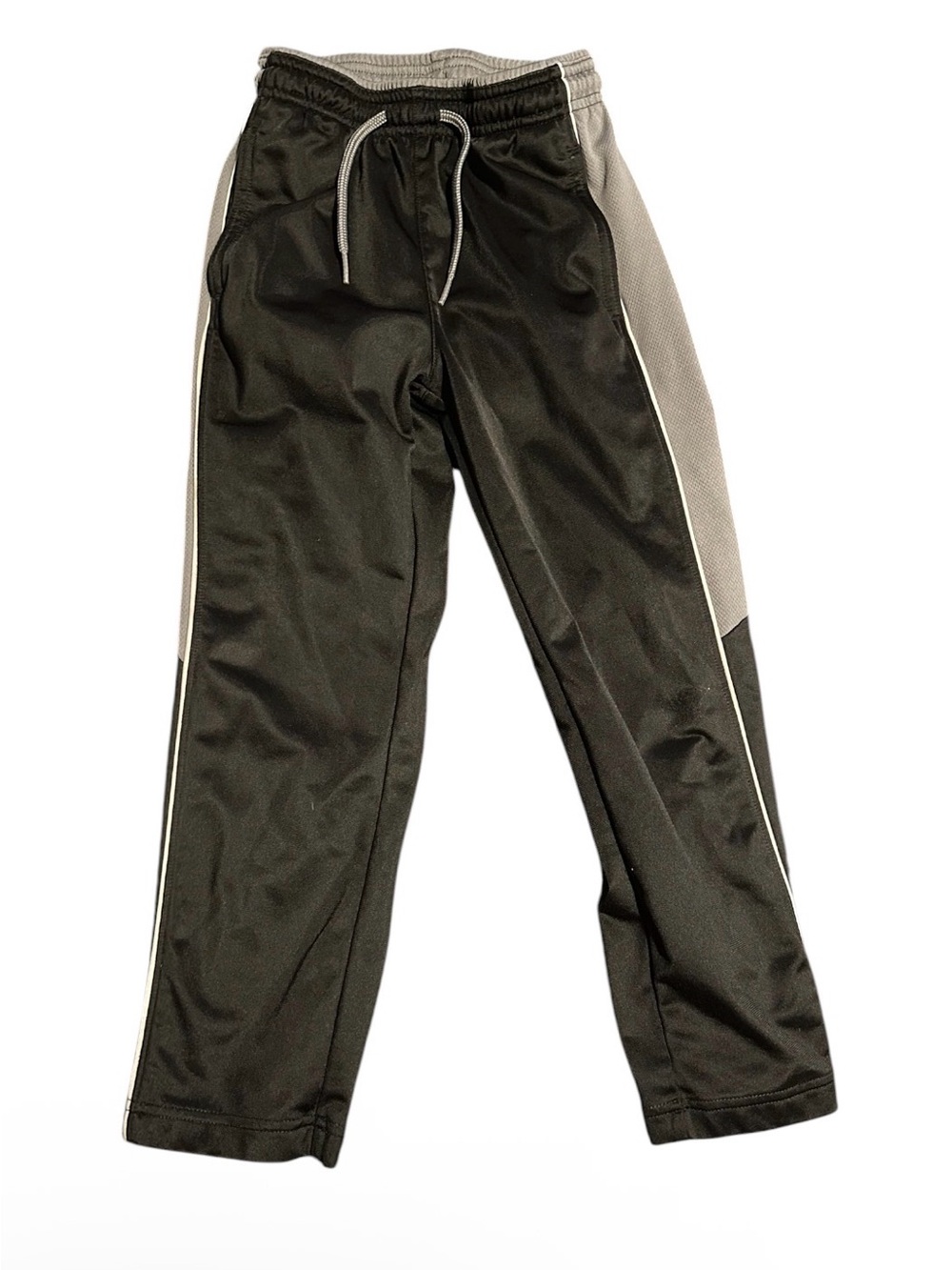 Boys Black Athletic Track Pants with Gray Panels